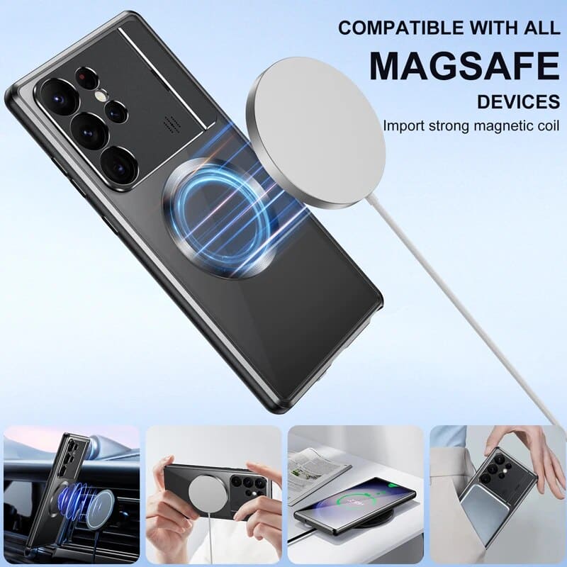 Metal Alloy Wireless Charging Magnetic MagSafe Phone Case For Samsung
