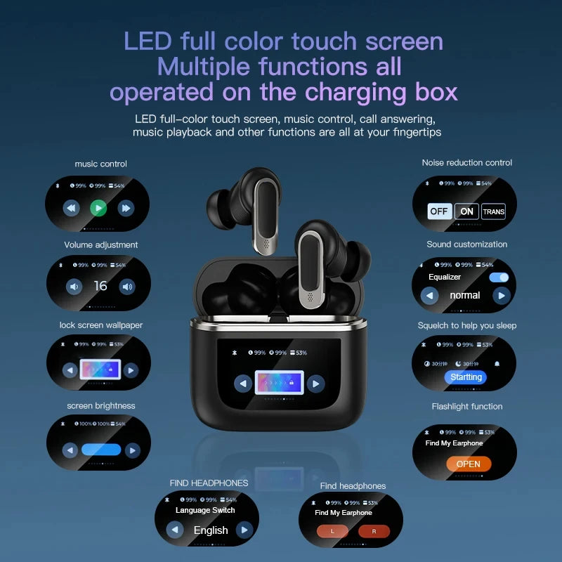 Headphones LED Touch Screen