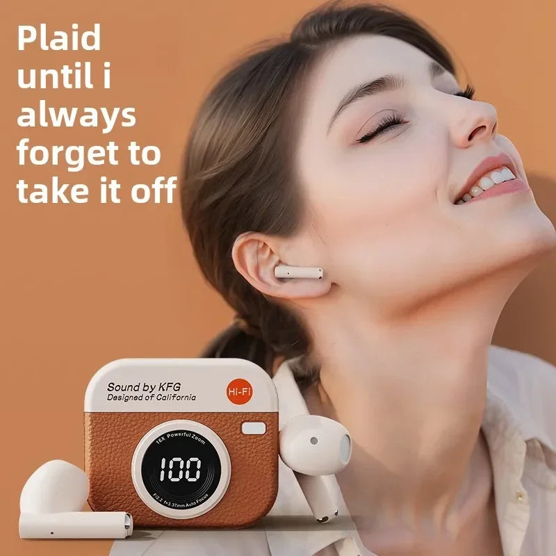 Retro Camera Style Headset - Bluetooth 5.4 - Noise Cancelling