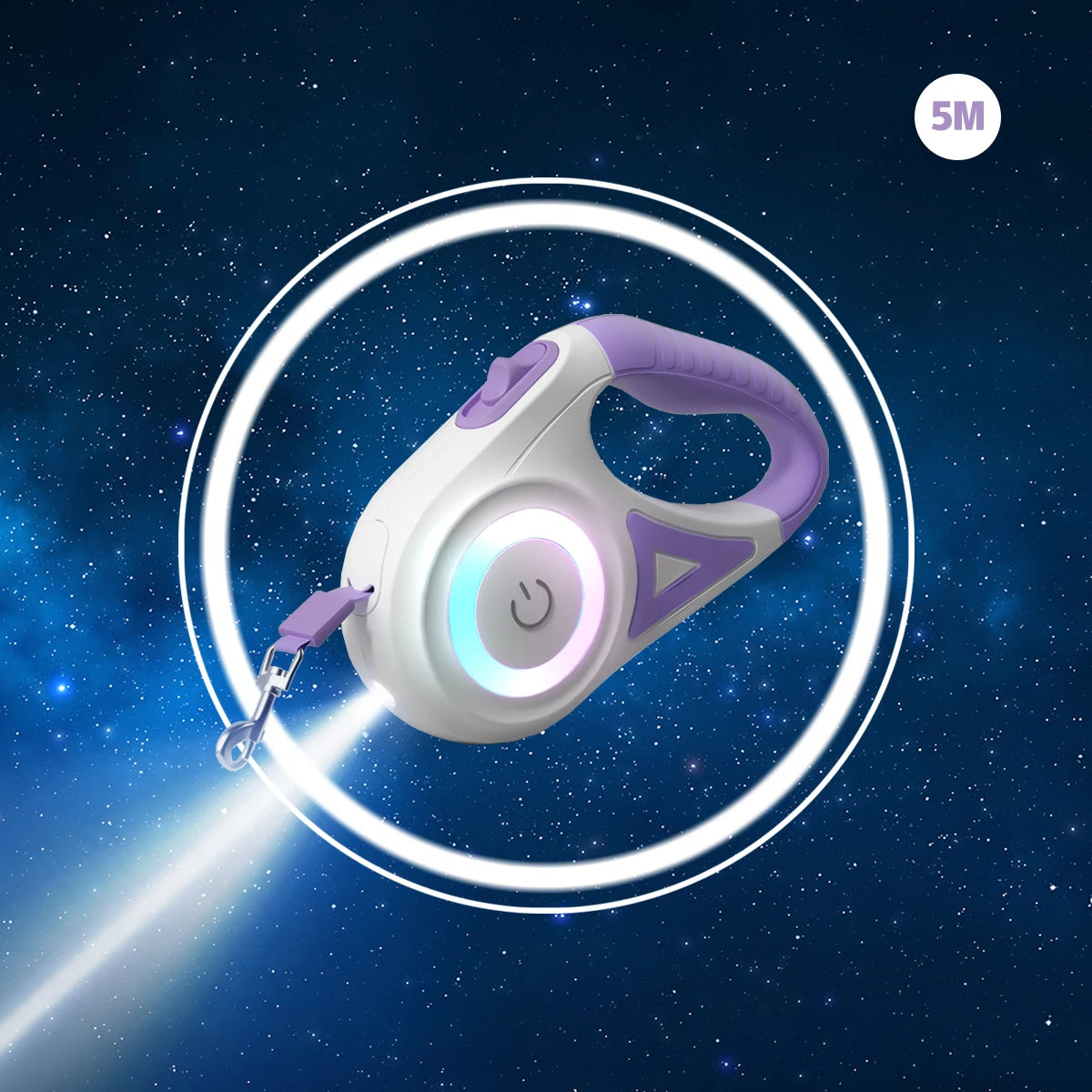 Correa retráctil para perro con luz LED