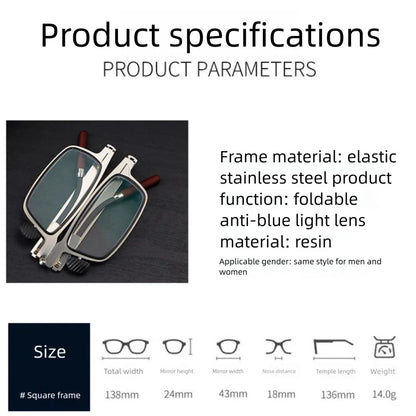 Faltbare tragbare hochauflösende Unisex-Lesebrille mit blauem Lichtschutz und ermüdungsresistent