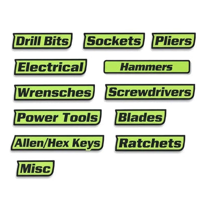 Aangepaste Premium Magnetische Gereedschapskistetiketten voor Gereedschapsorganisatie - 12 Stuks Hoogwaardige 3D 💯Geprinte Gepersonaliseerde Magneten💯
