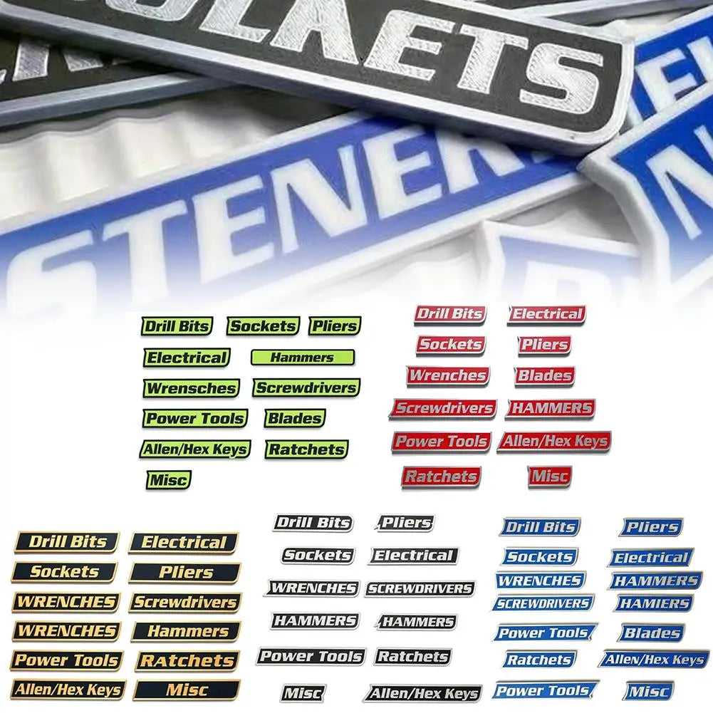Aangepaste Premium Magnetische Gereedschapskistetiketten voor Gereedschapsorganisatie - 12 Stuks Hoogwaardige 3D 💯Geprinte Gepersonaliseerde Magneten💯