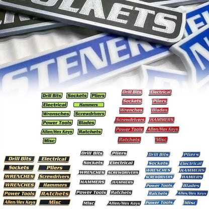 Aangepaste Premium Magnetische Gereedschapskistetiketten voor Gereedschapsorganisatie - 12 Stuks Hoogwaardige 3D 💯Geprinte Gepersonaliseerde Magneten💯