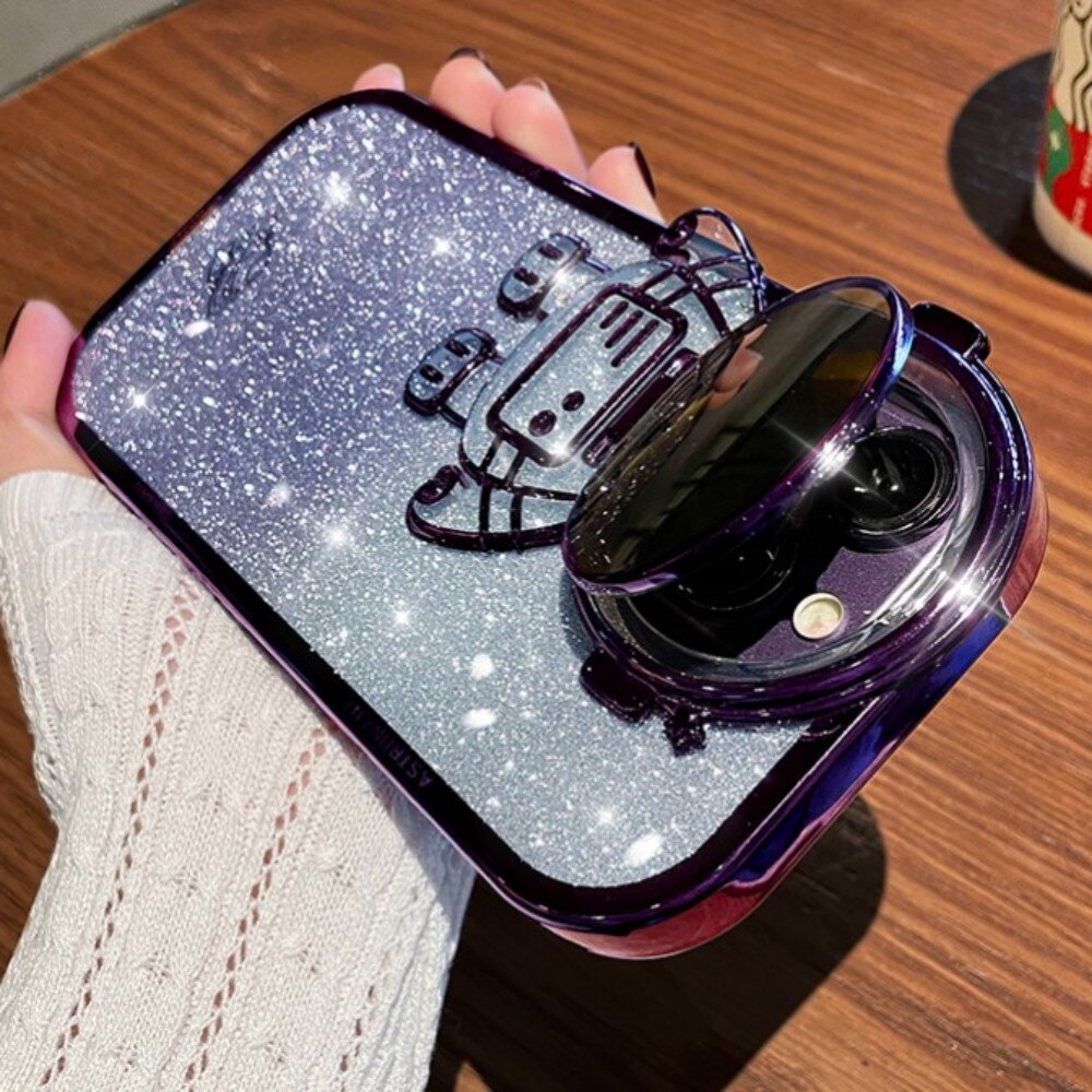 Glitter Astronaut Camera Stand Phone Case For iphone