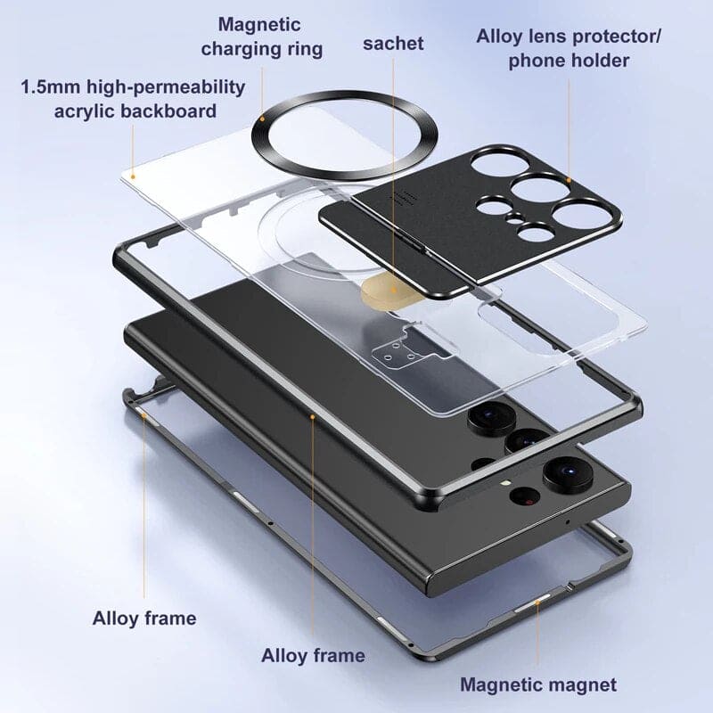 Metal Alloy Wireless Charging Magnetic MagSafe Phone Case For Samsung