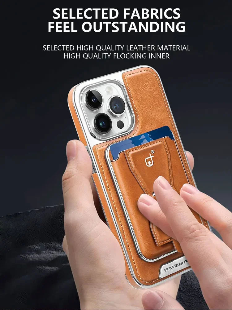 Luxury leather iPhone case with removable magnetic tape