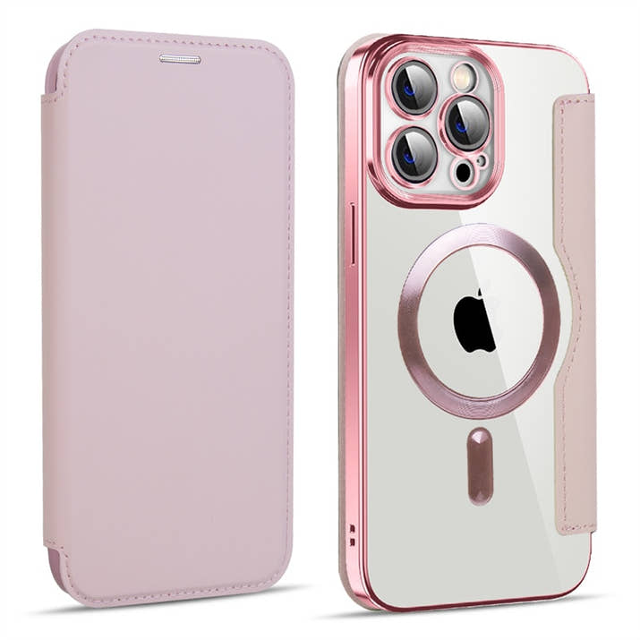 Transparent Electroplated Magnetic Leather Flip Case