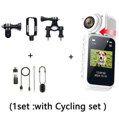 2.7K 180° Mini Cam 2.7K Thumb Sports Camera 1.4 Inch WiFi 180°Action Camera For Motor Cycling Recorder Outdoor Mini Cam Pet Vlog