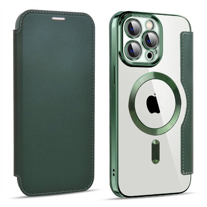Transparent Electroplated Magnetic Leather Flip Case