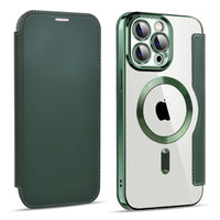 Transparent Electroplated Magnetic Leather Flip Case