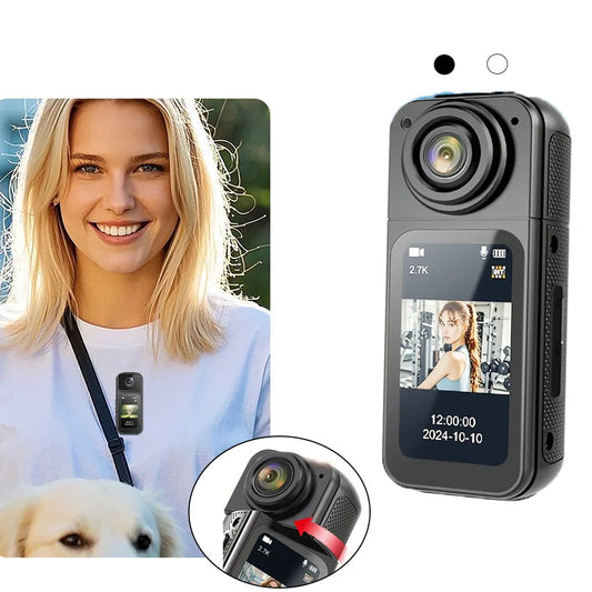 2.7K 180° Mini Cam 2.7K Thumb Sports Camera 1.4 Inch WiFi 180°Action Camera For Motor Cycling Recorder Outdoor Mini Cam Pet Vlog