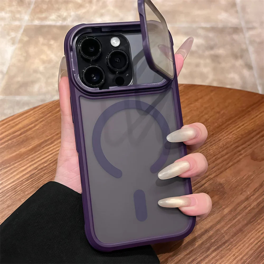 Cás iPhone Leis an gCosaint Lánscáthán agus Tacaíocht Miotailánach Casadh