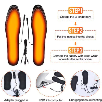 Electric Heated Insoles with USB Recharge & Remote Control