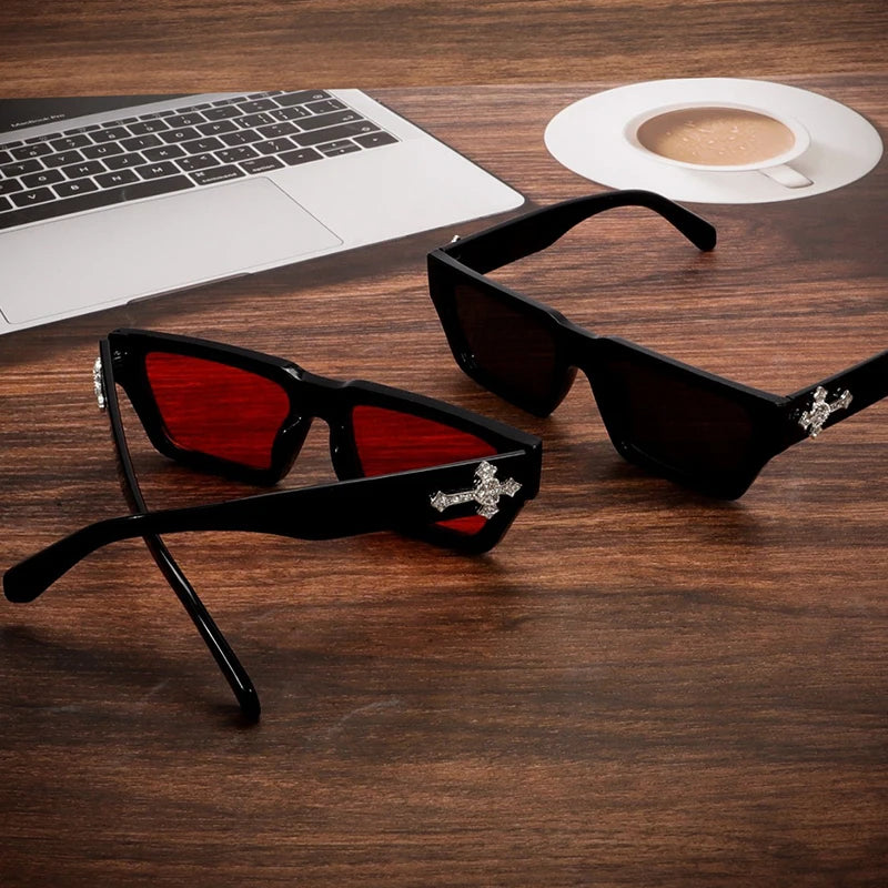 Luxury Rhinestone Cross Fashion Glasses