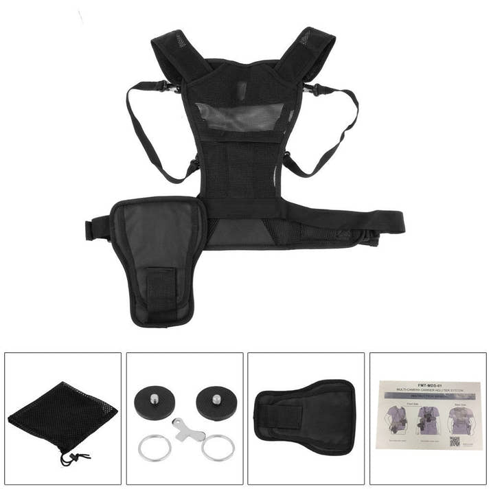 Carrier II Multi Dual 2 Camera Carrying Chest Harness System Vest Quick Strap with Side Holster