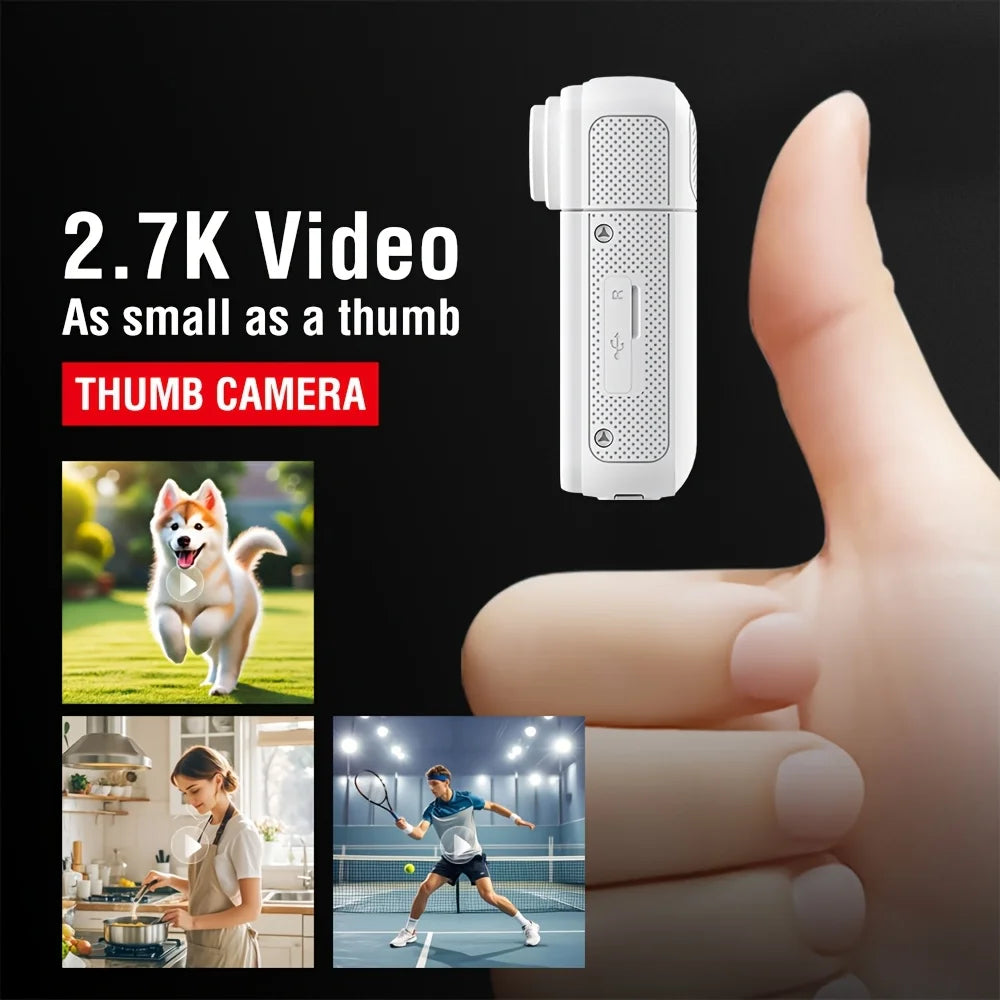 2.7K 180° Mini Cam 2.7K Thumb Sports Camera 1.4 Inch WiFi 180°Action Camera For Motor Cycling Recorder Outdoor Mini Cam Pet Vlog