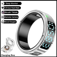 Smart Ring LED Display Screen Heart Rate Blood Oxygen Monitoring Multi Sports