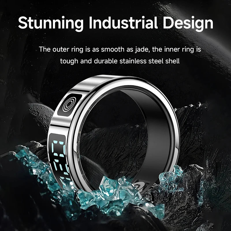 Smart Ring LED Display Screen Heart Rate Blood Oxygen Monitoring Multi Sports