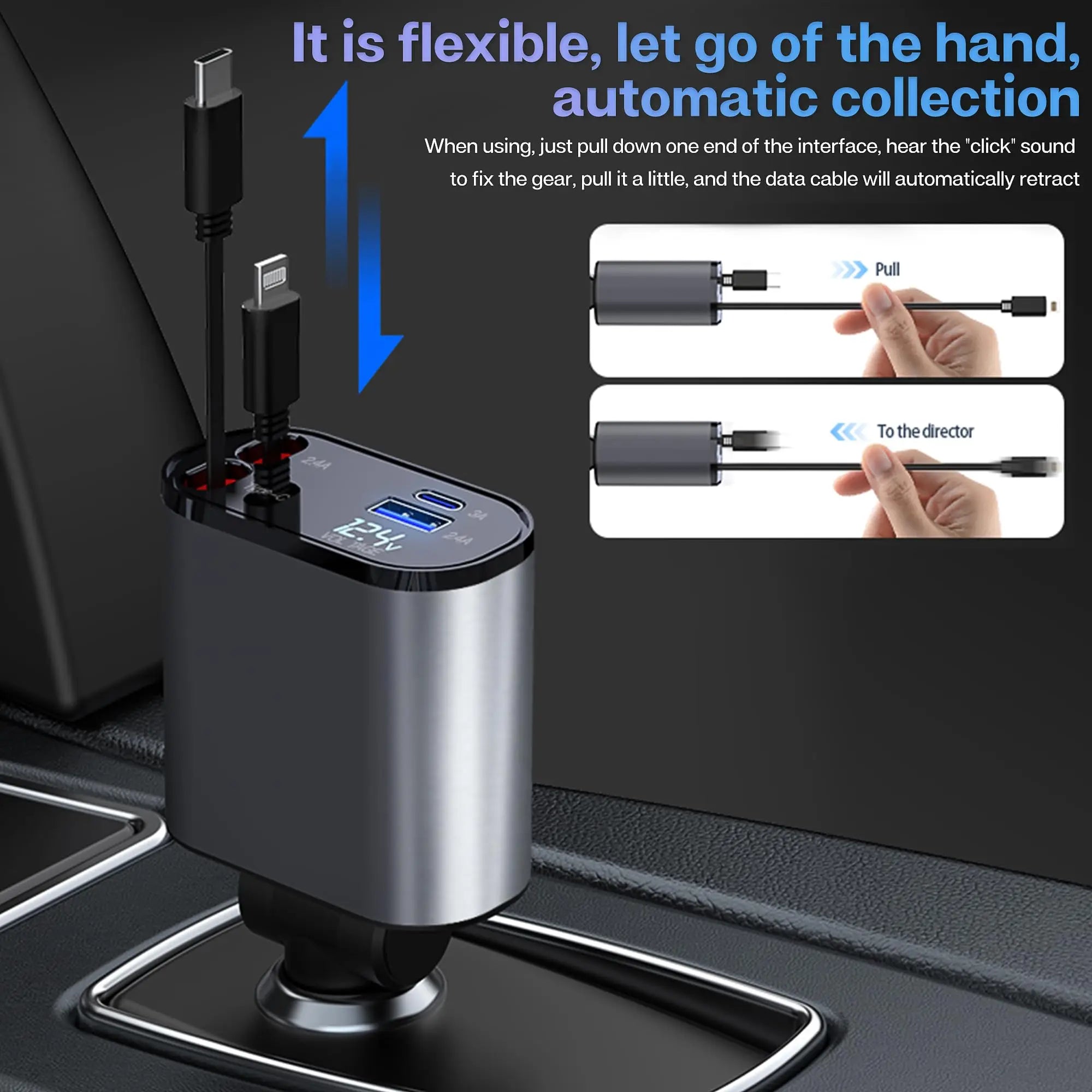 120/66w 4 IN 1 Retractable Car Charger Mobile Phone