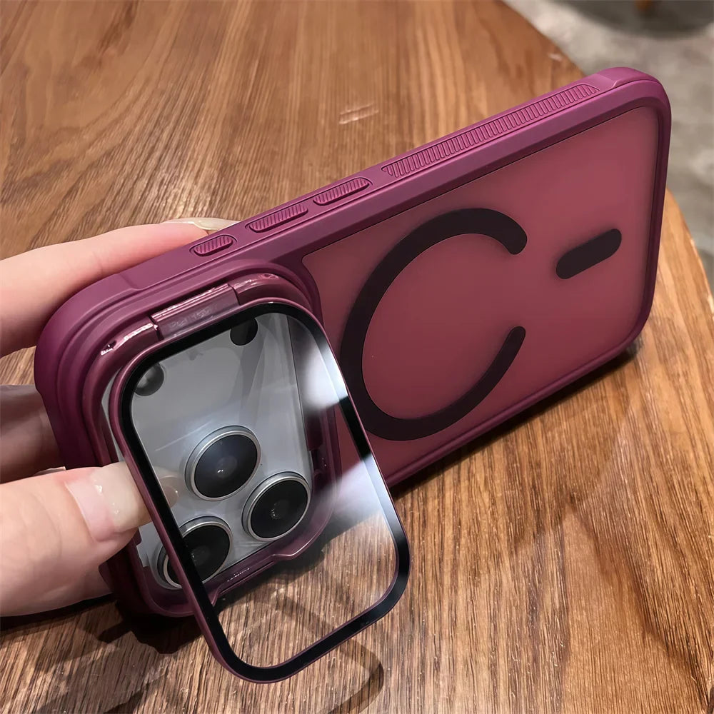 Cás iPhone Leis an gCosaint Lánscáthán agus Tacaíocht Miotailánach Casadh