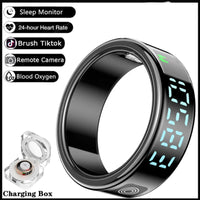 Smart Ring LED Display Screen Heart Rate Blood Oxygen Monitoring Multi Sports