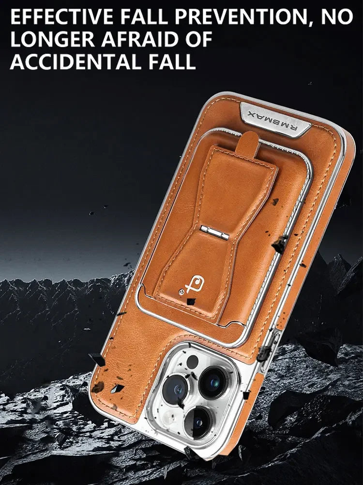 Luxury leather iPhone case with removable magnetic tape