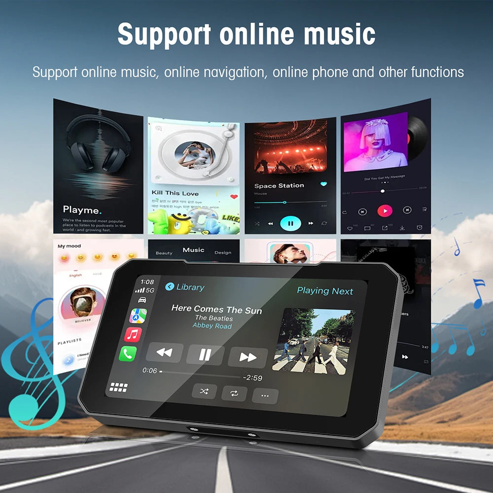 Motorcycle Wireless Touch Screen 5-inch - CarPlay & Android Auto