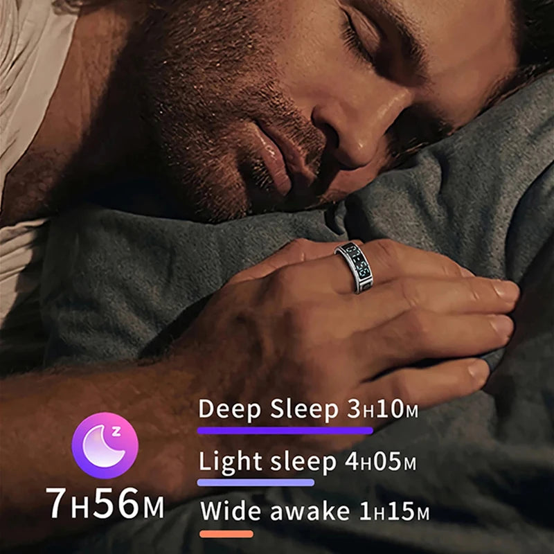 Smart Ring LED Display Screen Heart Rate Blood Oxygen Monitoring Multi Sports
