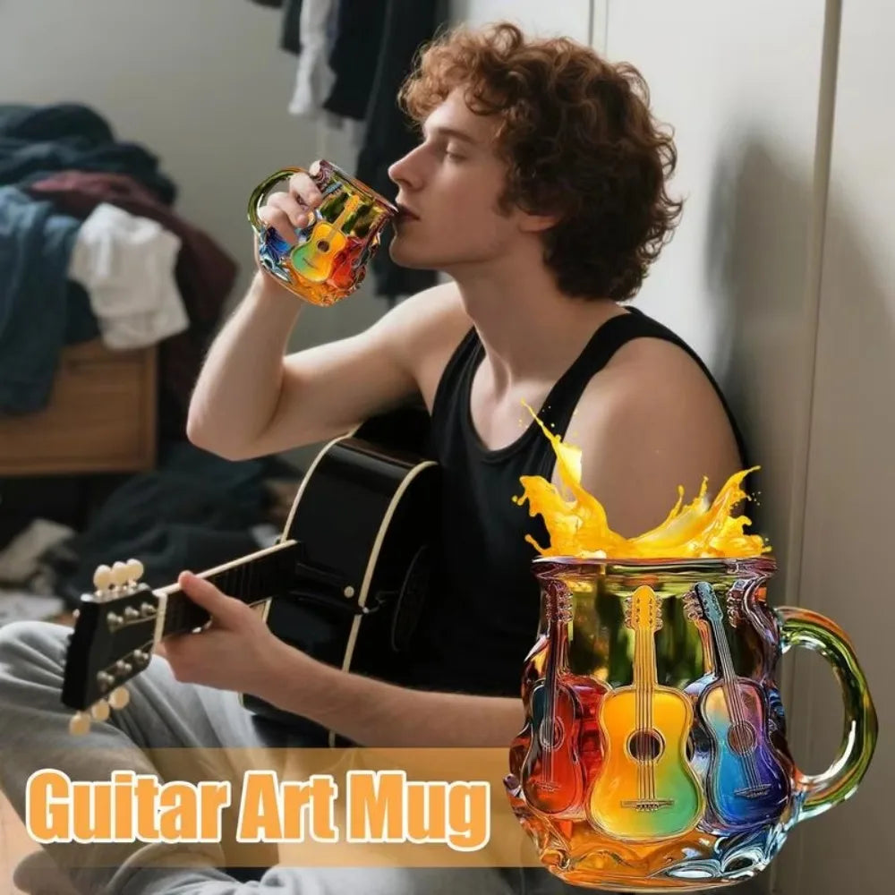 Handmade Cute Guitar Art Mug