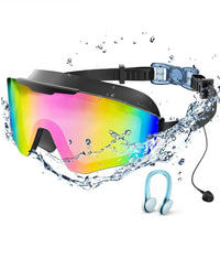 Windom Swim Goggles for Adults & Kids - Anti-Fog Full-Coverage, 3-Color UV Lens, Waterproof Earplugs & Nose Clip