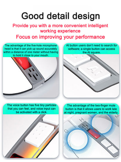 🖱️فأرة صوتية ذكية: تتيح الإدخال الصوتي، الترجمة، أو البحث بنقرة واحدة؛ تتصل عبر البلوتوث أو منفذ USB.