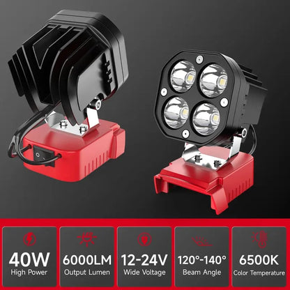 LED-Arbeitsleuchte kompatibel mit Milwaukee 18V-Akku/Dewalt 18V- und 20V-Akku