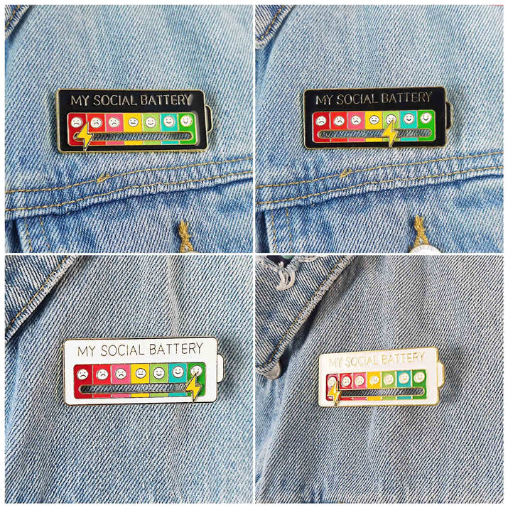 My Social Battery Pin Slider 7 days Mood Brooch