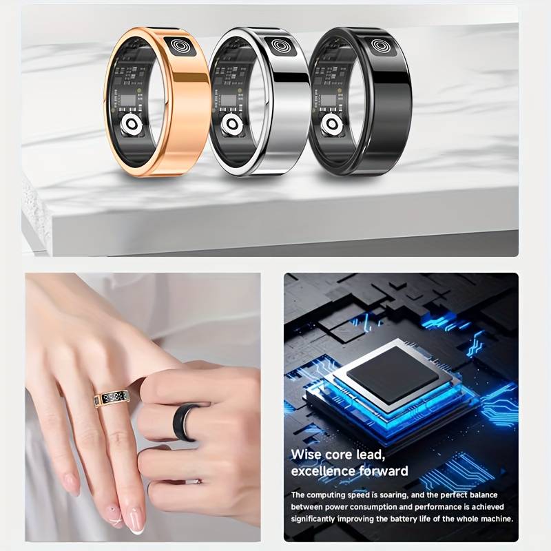 Smart Ring LED Display Screen Heart Rate Blood Oxygen Monitoring Multi Sports