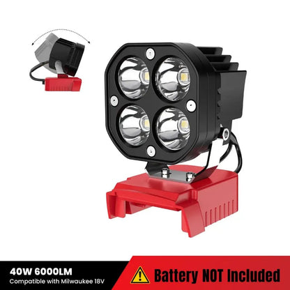 LED-Arbeitsleuchte kompatibel mit Milwaukee 18V-Akku/Dewalt 18V- und 20V-Akku