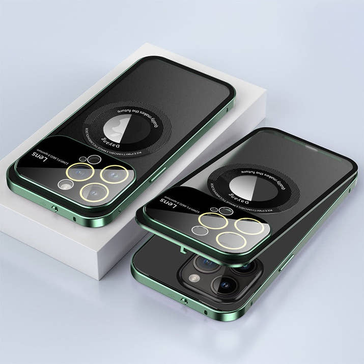 Transparent Metal Frame Snapped Button Lock For iPhone Case