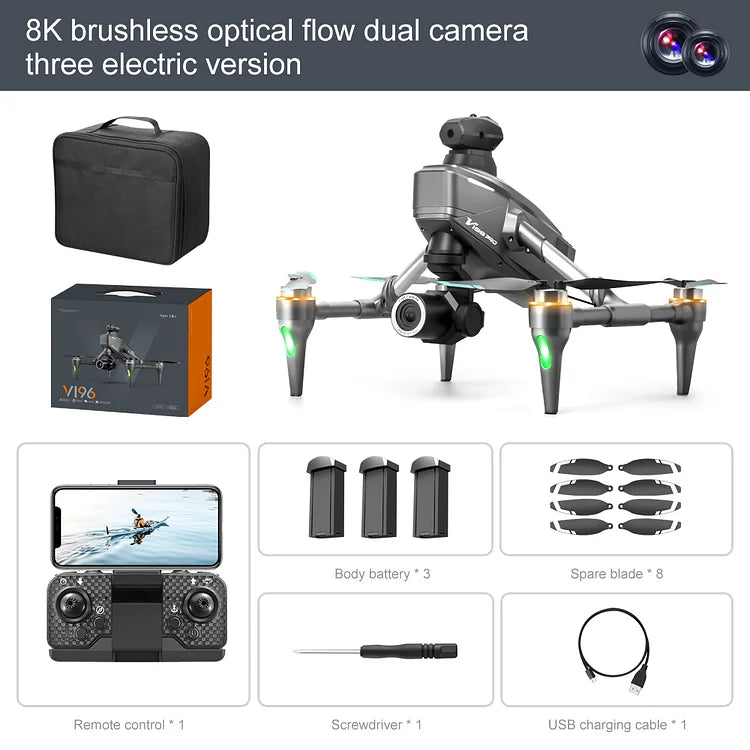 Zaho™  Drone with 8K camera for adults, v196 rc quadcopter with auto return, follow me