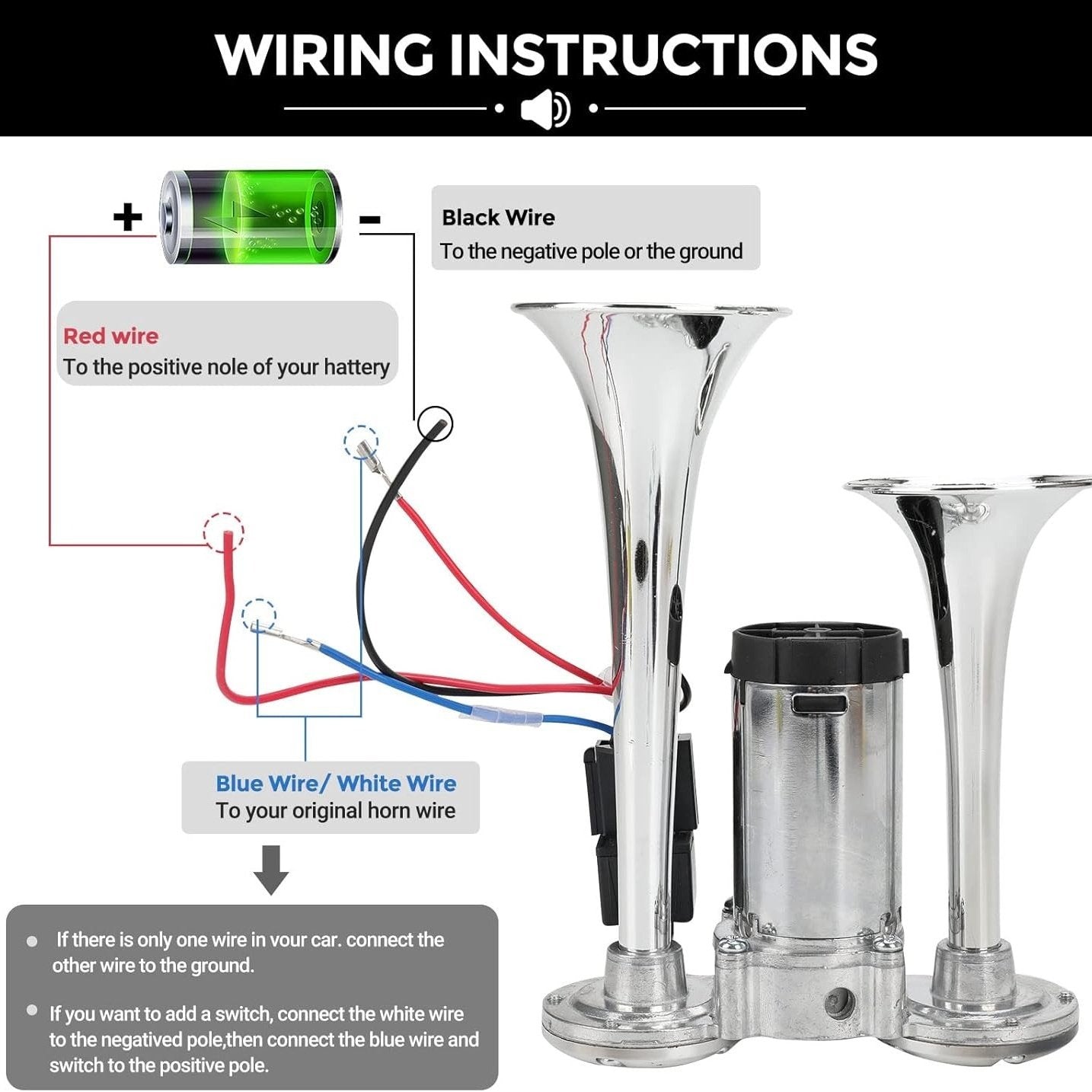 2026 Upgraded 12V Dual Air Horn Kit