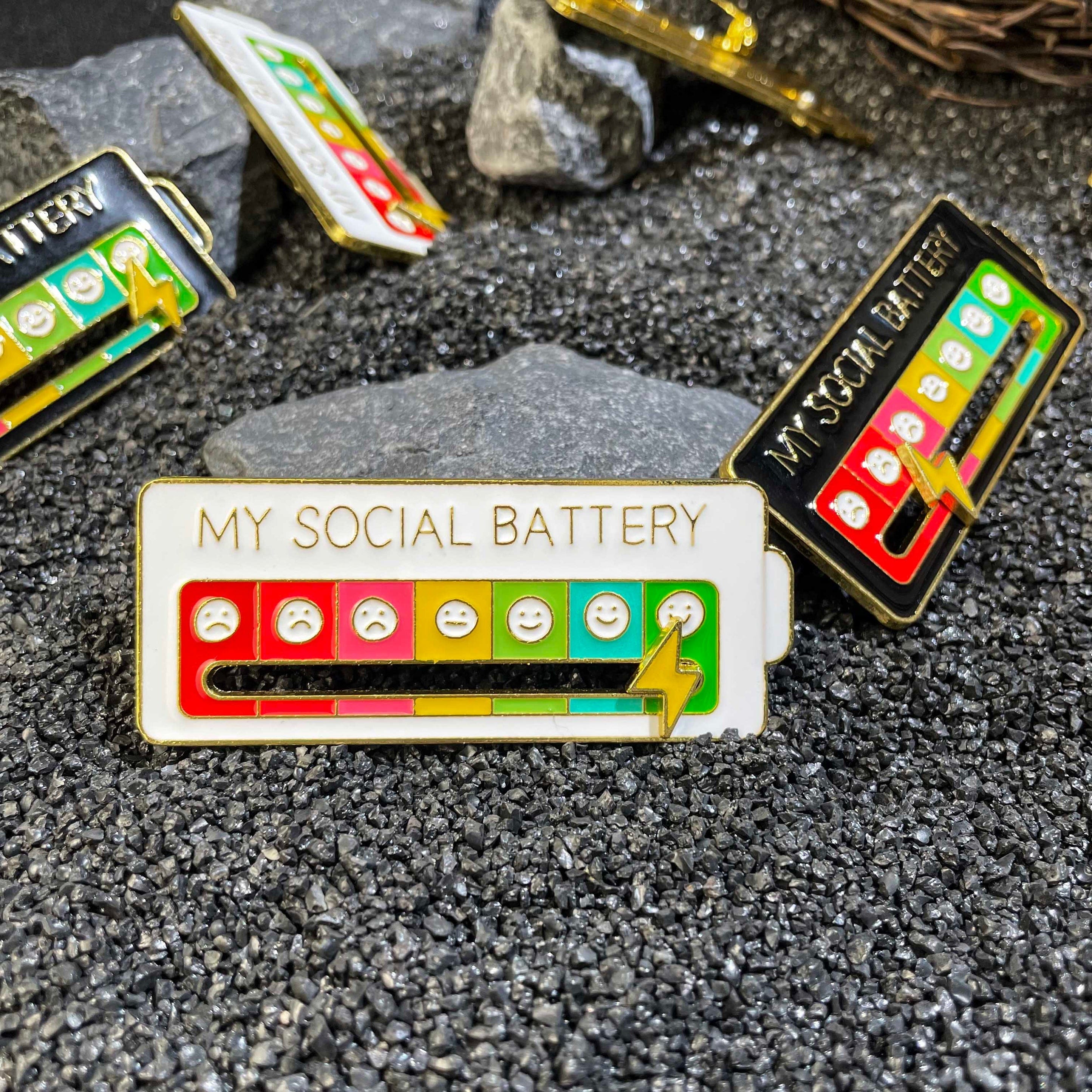 My Social Battery Pin Slider 7 days Mood Brooch