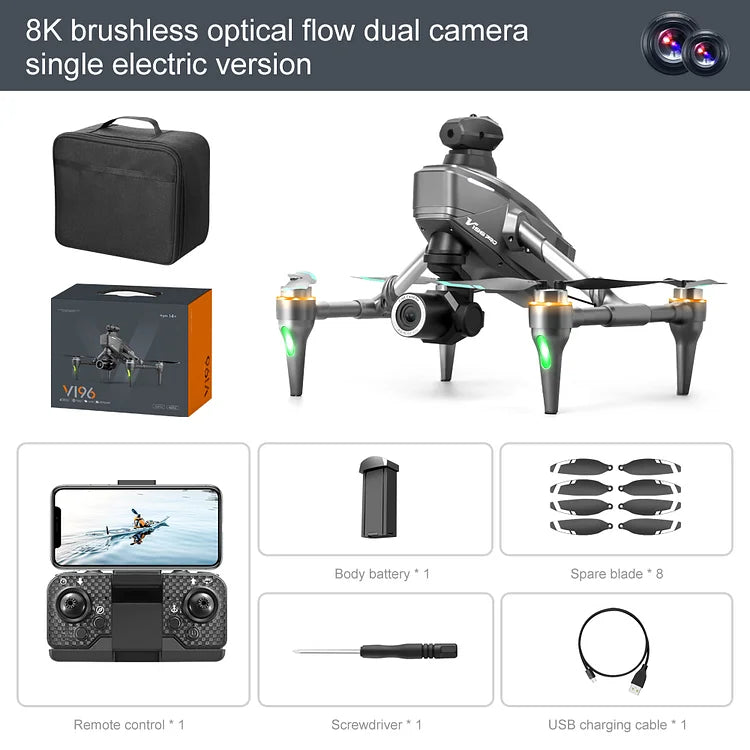 Zaho™  Drone with 8K camera for adults, v196 rc quadcopter with auto return, follow me