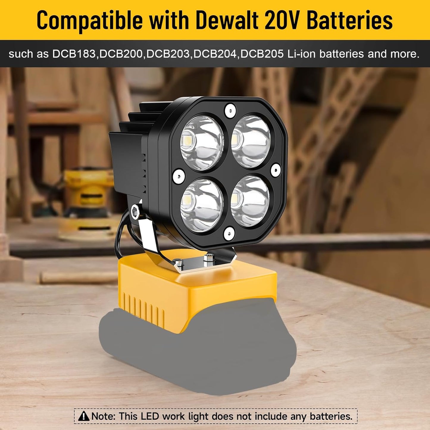 LED-Arbeitsleuchte kompatibel mit Milwaukee 18V-Akku/Dewalt 18V- und 20V-Akku