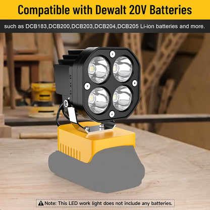 LED-Arbeitsleuchte kompatibel mit Milwaukee 18V-Akku/Dewalt 18V- und 20V-Akku