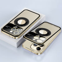 Transparent Metal Frame Snapped Button Lock For iPhone Case