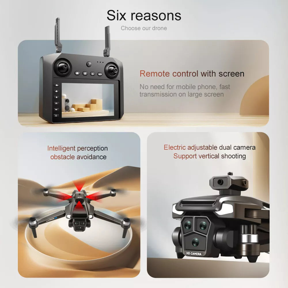 Zaho™ Drone WIFI FPV 4K Dual Camera Obstacle Avoidance 4.5" Screen
