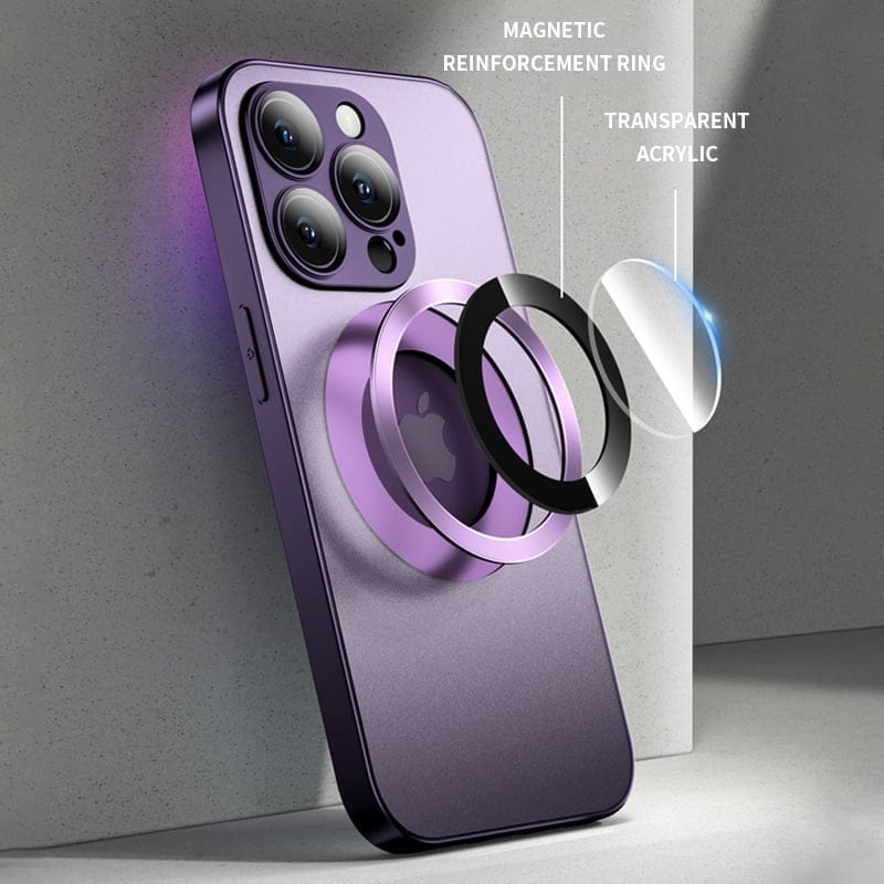 Magnetic AG Glass Frosted Case With Camera Lens Protector