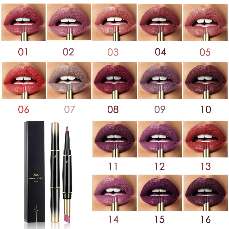 16 Color Long Lasting Lipstick + Lip Liner Combo