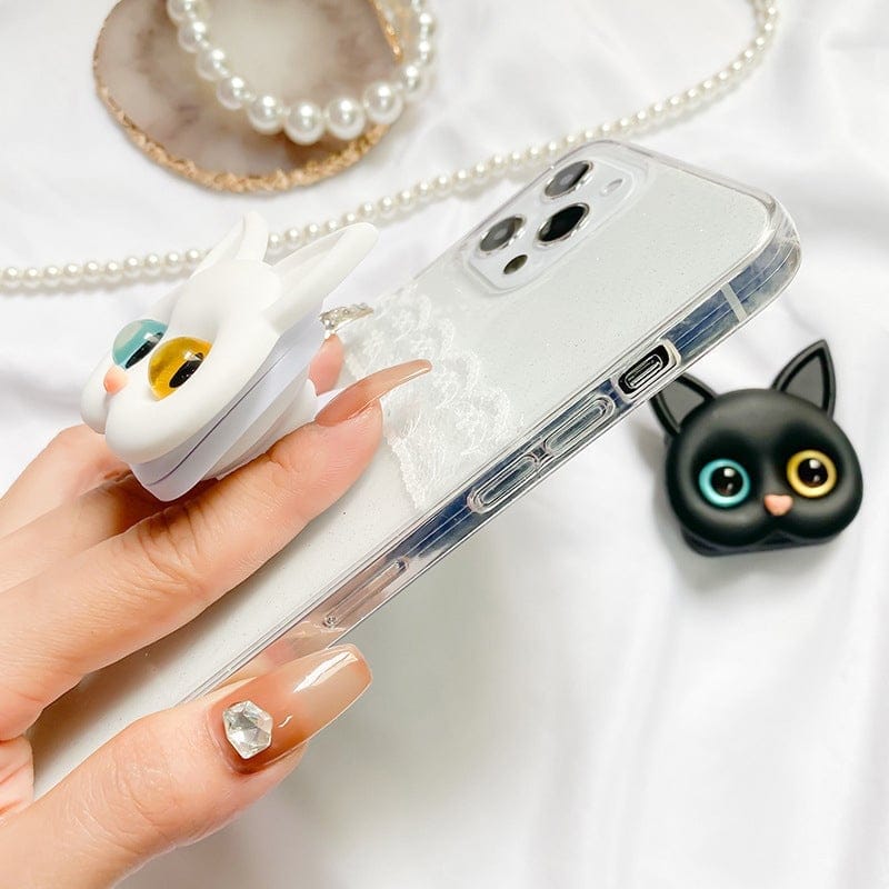 PORTABLE 3D CAT PHONE HOLDER WITH MAKEUP MIRROR