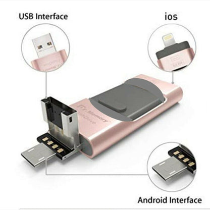 4 In 1 High Speed USB Flash Drive For iPhone, iPad, Android, PC & More Devices