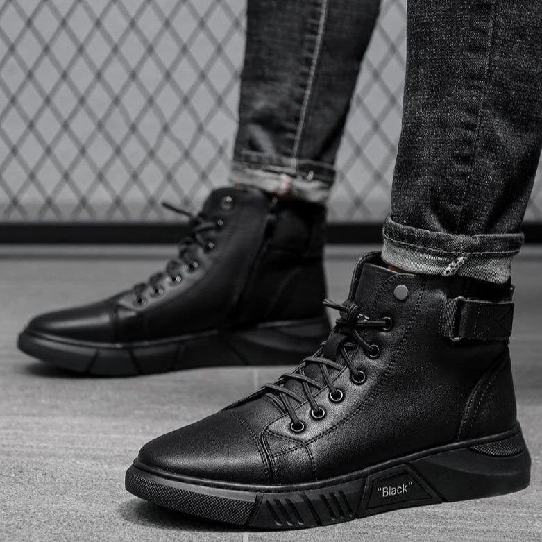 Handmade Cowhide Leather Boots All Black